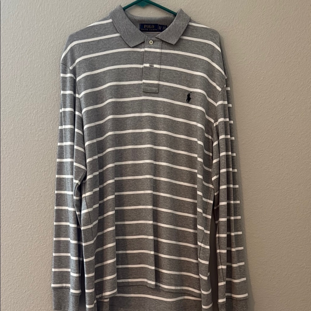 Polo by Ralph Lauren Gray and White Striped Polo Shirt